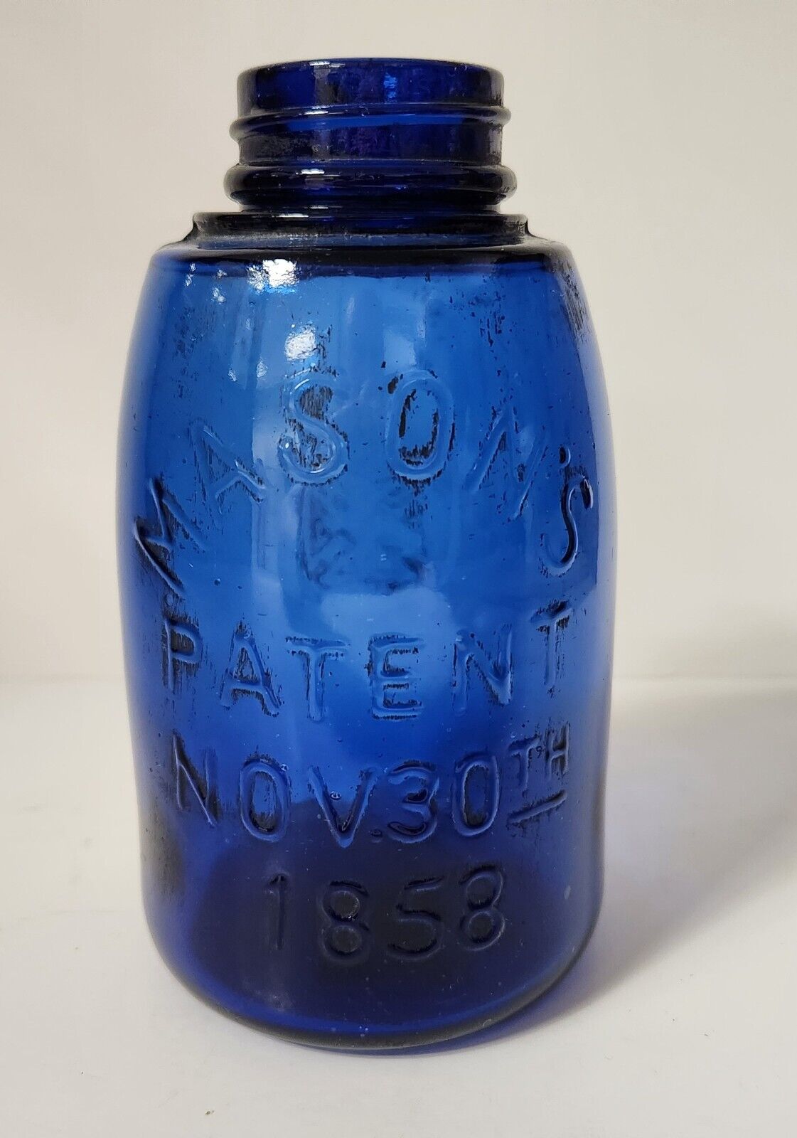 Vintage ‘Mason’s Patent November 30th 1858’ Blue Cobalt Jar