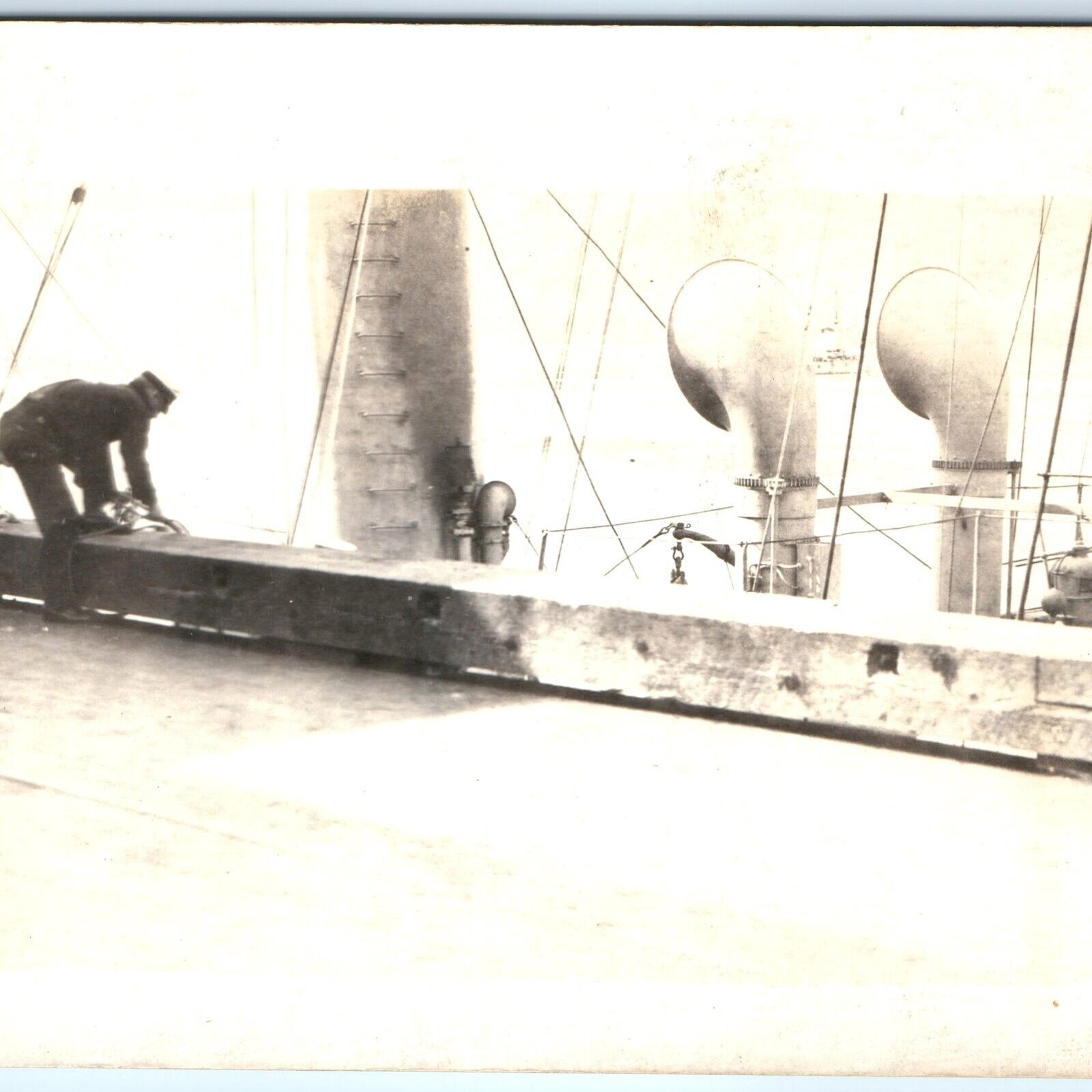 c1910s US Navy Ship from Dock RPPC USS Marblehead Real Photo USN Steamer A127