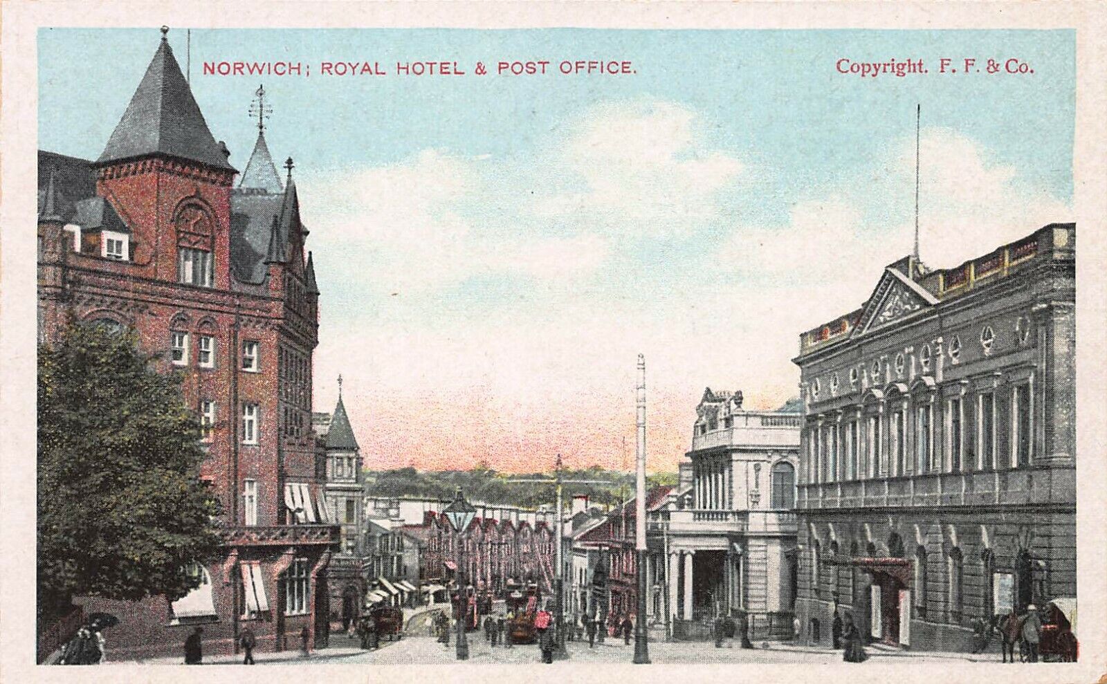 Royal Hotel & Post Office, Norwich, England, Great Britain, early postcard