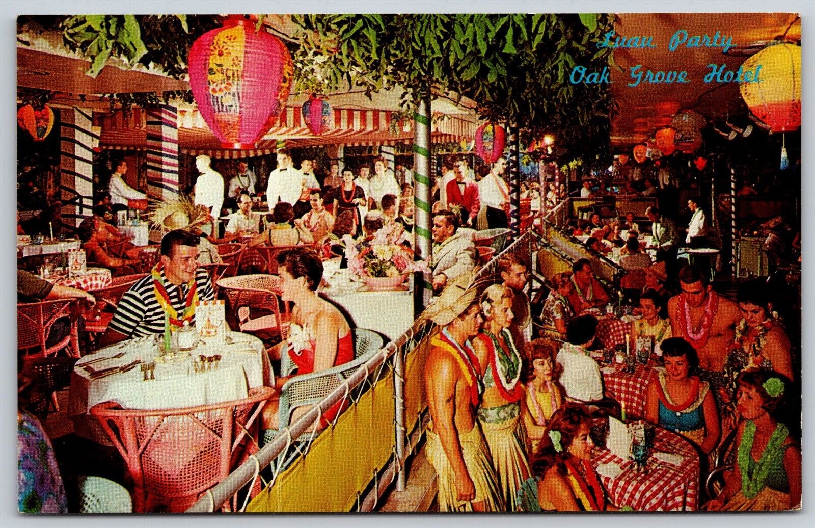 Postcard Luau Dinner Dance Party Oak Grove Hotel & Motel Colony Stroudsburg B140