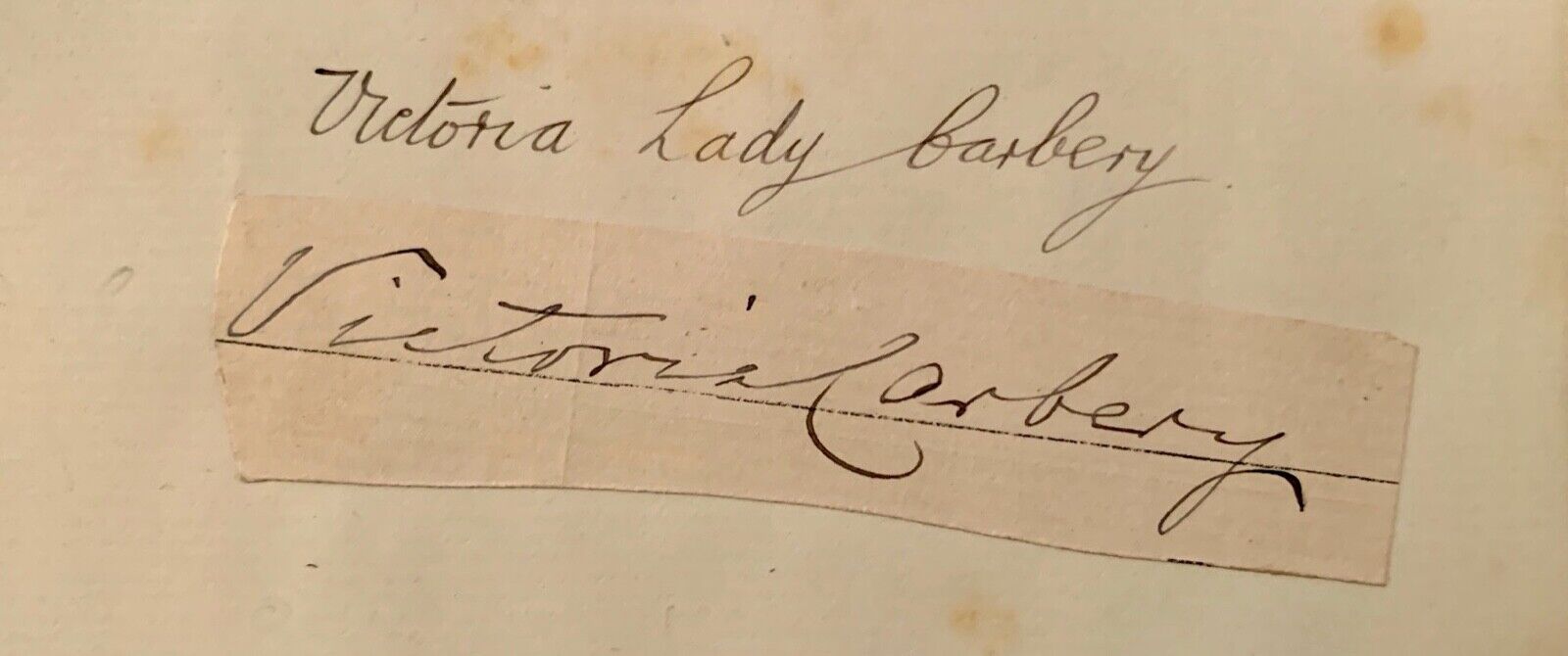 LADY VICTORIA CARBERY  /AUTOGRAPH/ 1843 - 1932  COMPOSER / HYMN WRITER