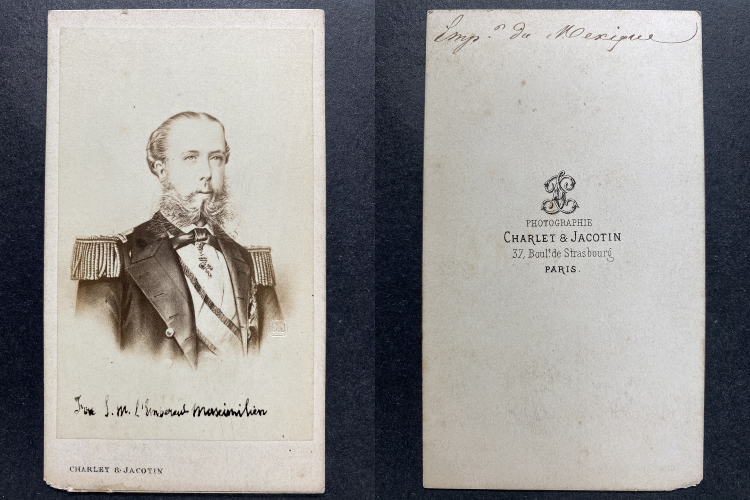 Charlet & Jacotin, Paris, Maximilian, Emperor of Mexico Vintage cdv albumen pr