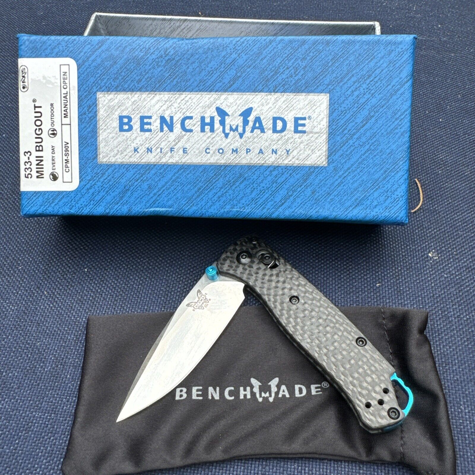 BENCHMADE 533-3 MINI BUGOUT CPM-S90V Carbon Fiber NEW IN BOX - MADE IN THE USA**