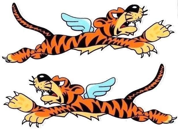 Flying Winged Tiger Stickers | Pair |4.25\