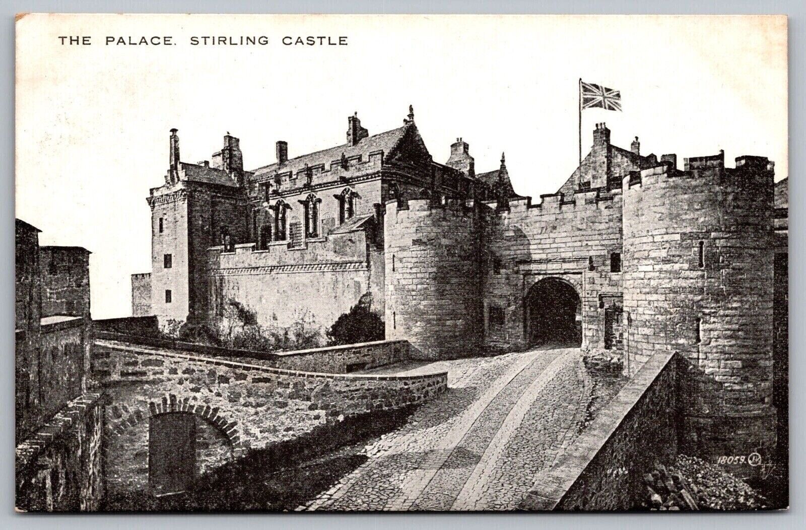 Stirling Castle England Palace Historic Landmark Entrance BW UNP Postcard