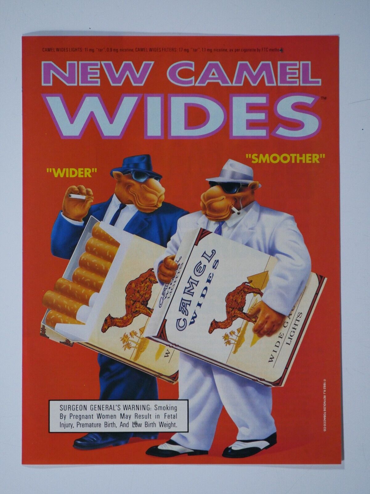 Joe Camel Vintage 1992 Camel Wides Original Print Ad 8.5 x 11\