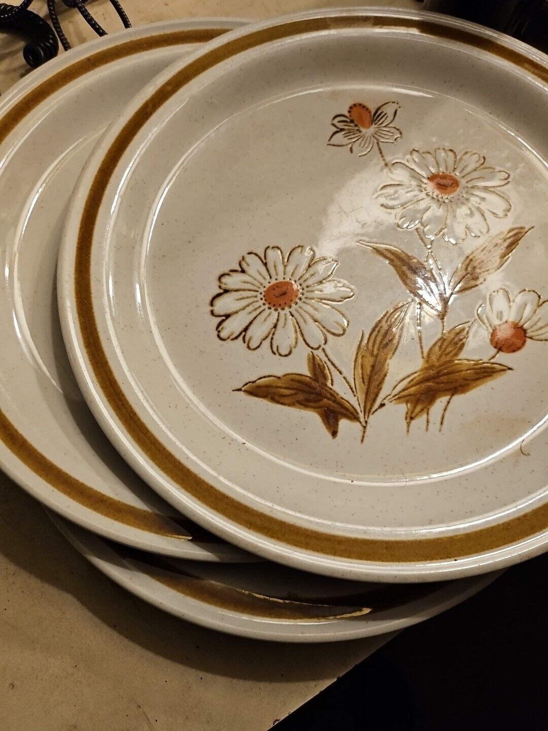 SET OF 3 Vintage Old Brook Collection Trailwoods Stoneware Dinner Plates 10.5\