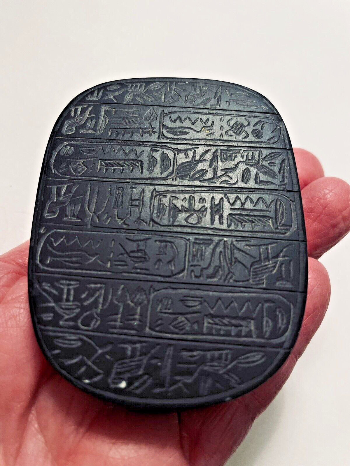 Museum Replica EGYPTIAN SCARAB BEETLE Carved Stone Paperweight Hieroglyphics