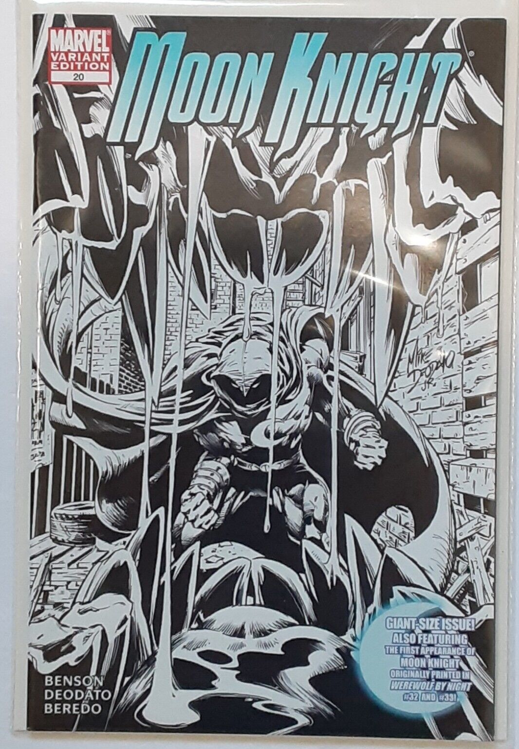 Moon Knight #20 Rare 2006💥 UNTOUCHED Series B&W Sketch Variant Cover MCU Disney