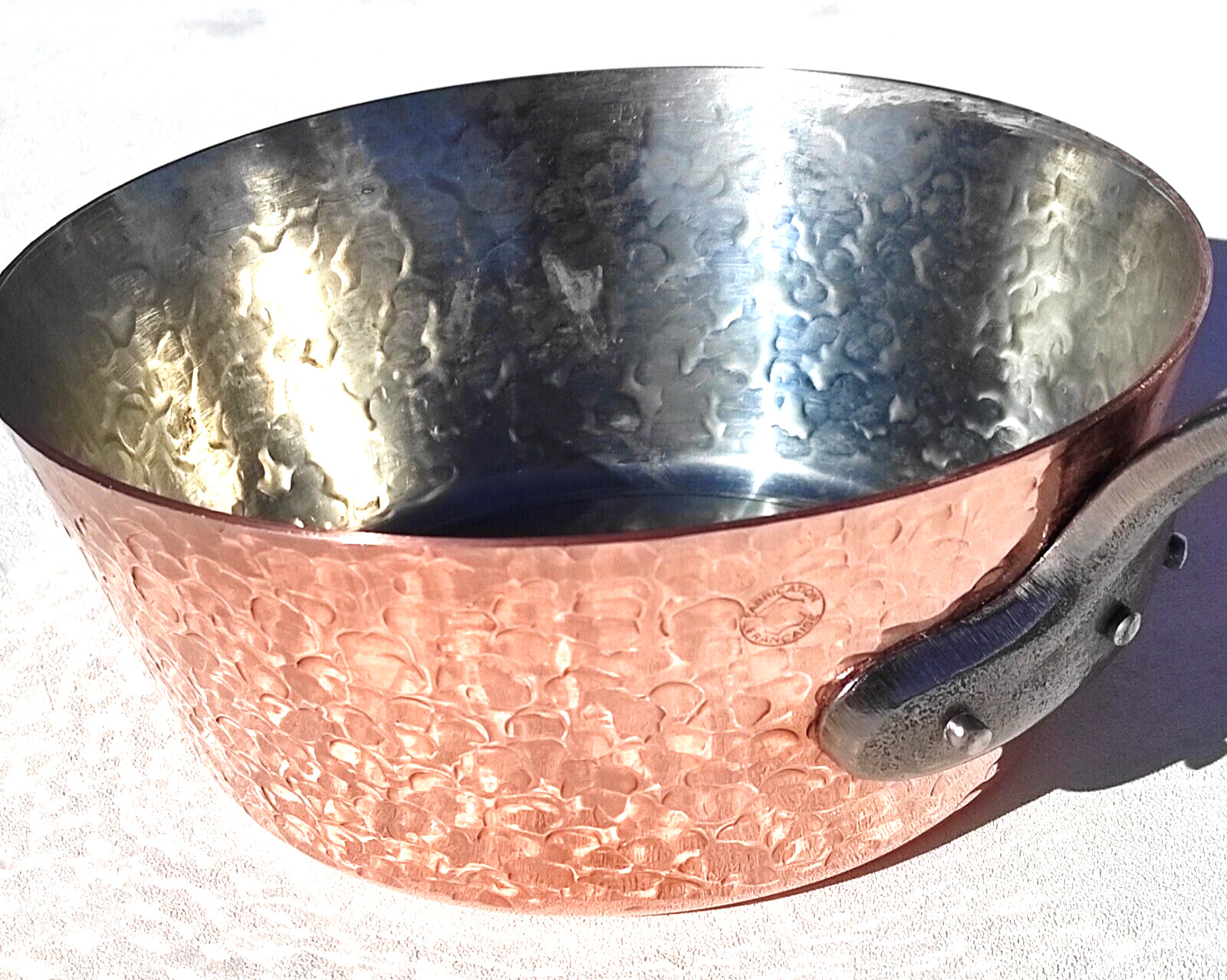 Vintage 8.1inch Splayed Copper Windsor Pan Made in France Inox Lining 2mm 3.3lbs