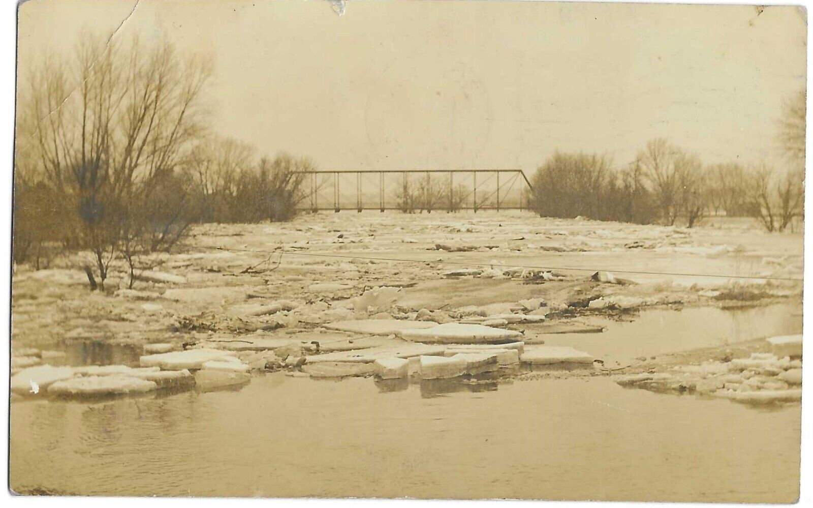 Winslow, IL Illinois 1911 RPPC Postcard, Pecatonica River with Ice