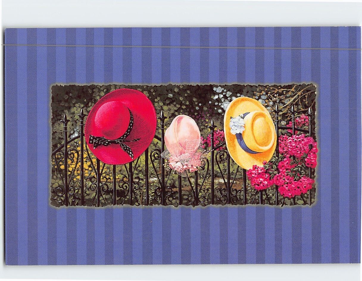 Postcard Greeting Card with Ladies Hats Flowers Picture