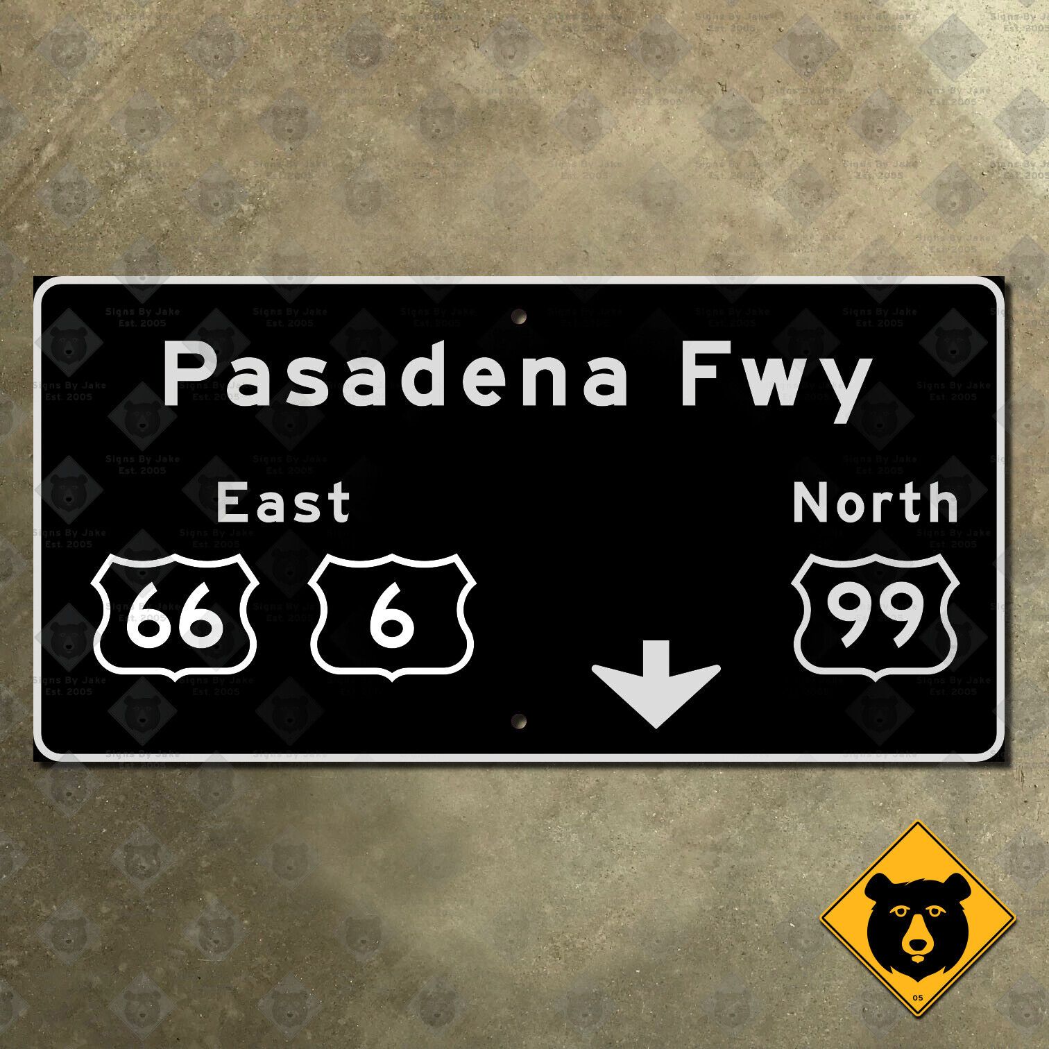 California Pasadena Freeway highway road sign Los Angeles 1958 Route 66 99 24x12