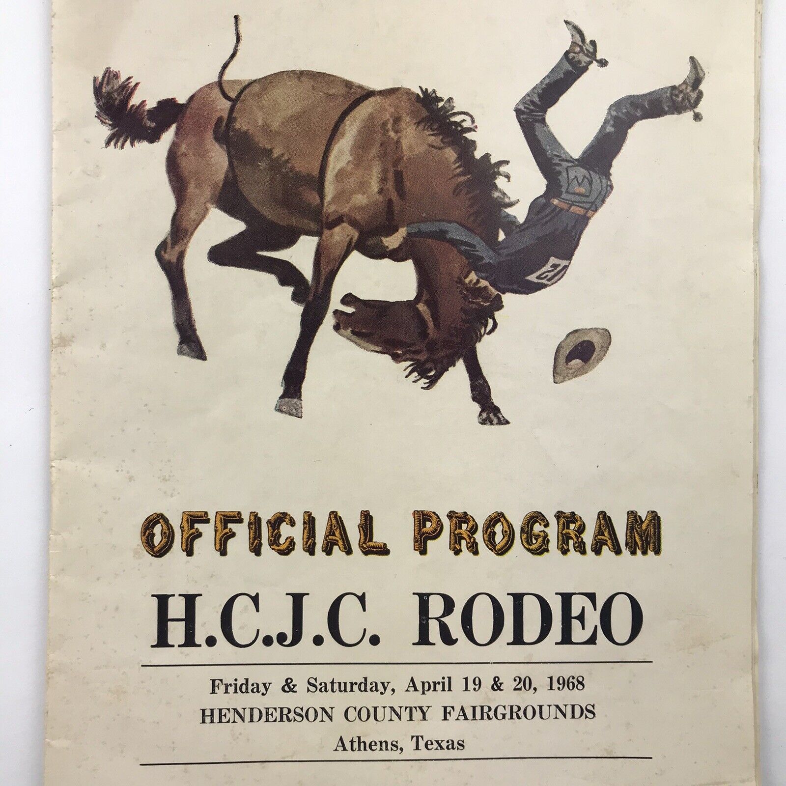 Vintage 1968 Henderson County Junior College Rodeo Official Program Athens Texas