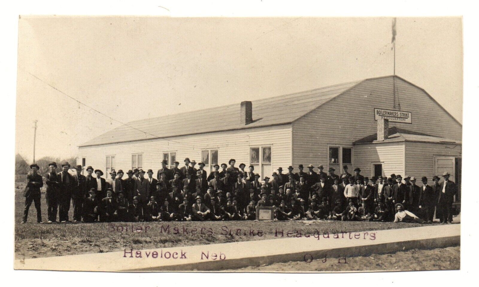 BOILER MAKERS STRIKE HQ Havelock NE Railway Shopmens labor union 1922 rppc photo