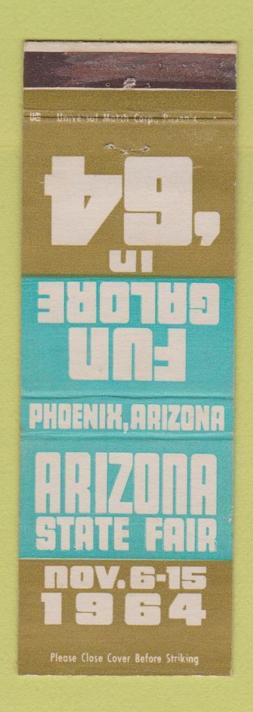 Matchbook Cover - 1964 Arizona State Fair Phoenix AZ