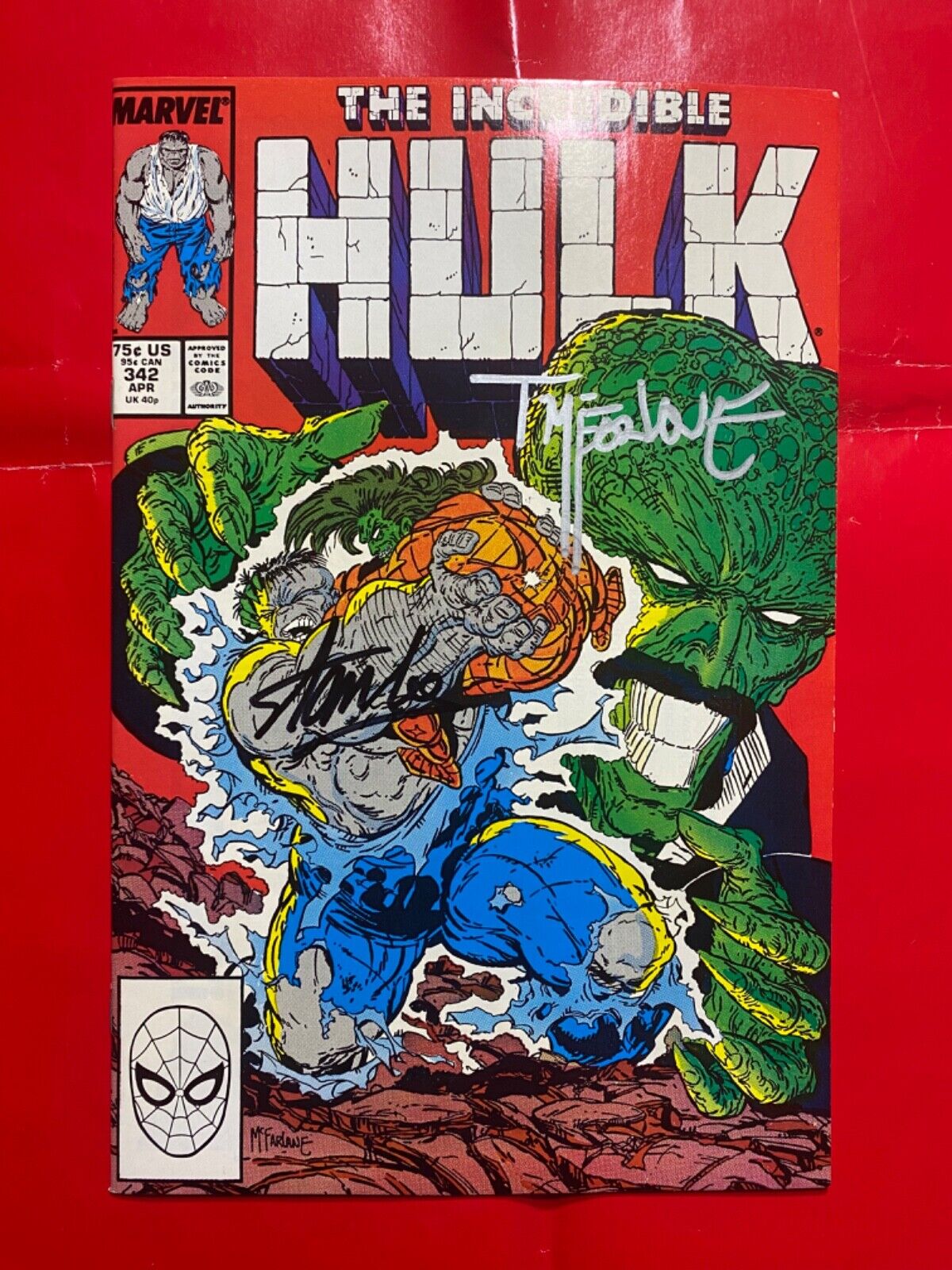 Incredible Hulk #342 Signed Stan Lee & Todd McFarlane 1988 NM High Grade