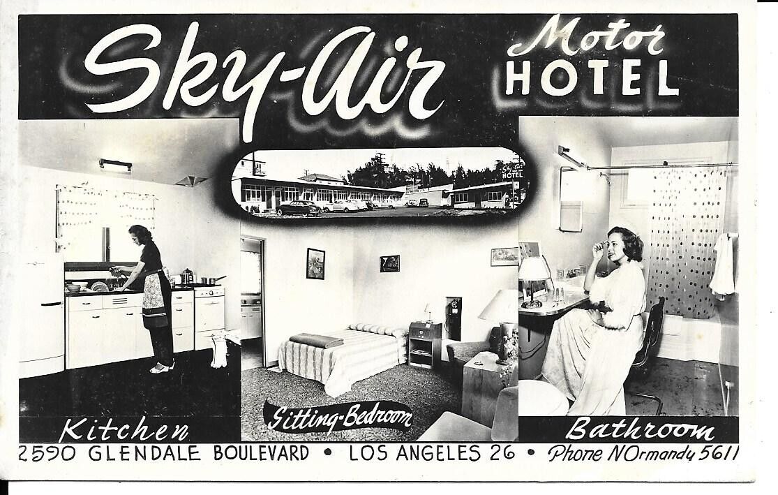 VINTAGE SKY-AIR MOTOR HOTEL LOS ANGELES, Postcard Excellent Condition.