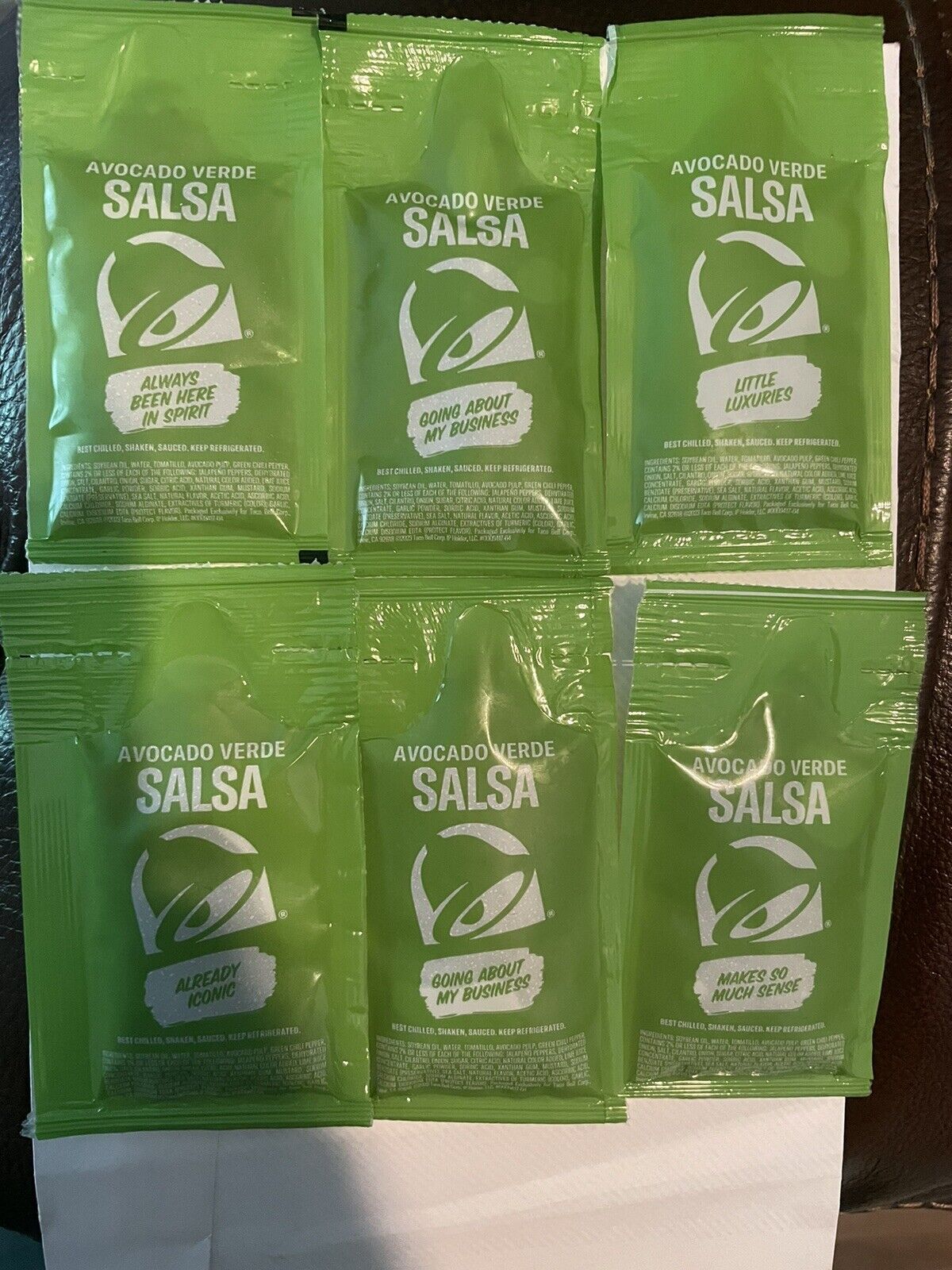 Lot of SIX: Taco Bell Avocado Verde Sauce Packets (2024) TB / NEW / RARE