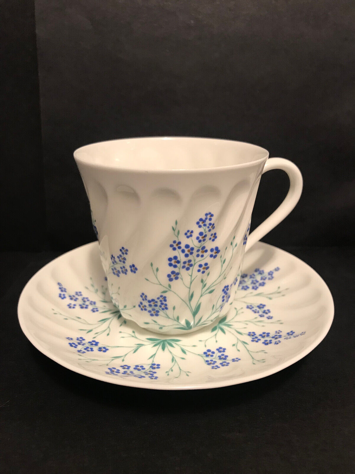 Lomonosov Porcelain  Teacup Cup and Saucer, Blue Flowers