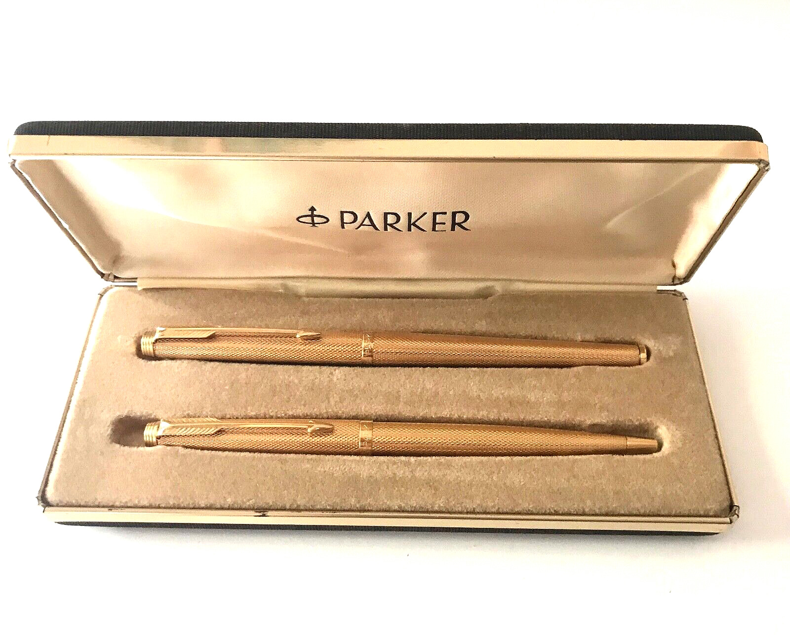 PARKER 180 BARLEY CORN CLASSIC FOUNTAIN & BALLPOINT PEN , MADE IN FRANCE 1980