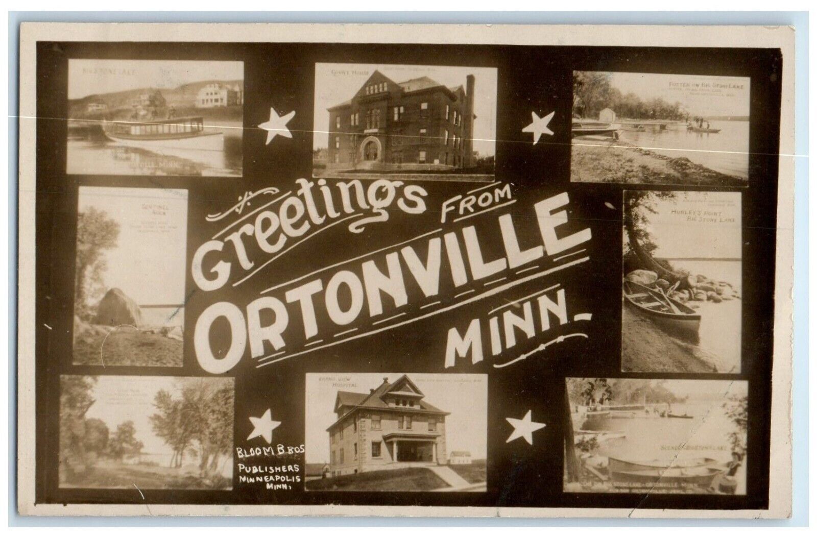 Ortonville Minnesota MN RPPC Photo Postcard Greetings Multiview c1910\'s Antique