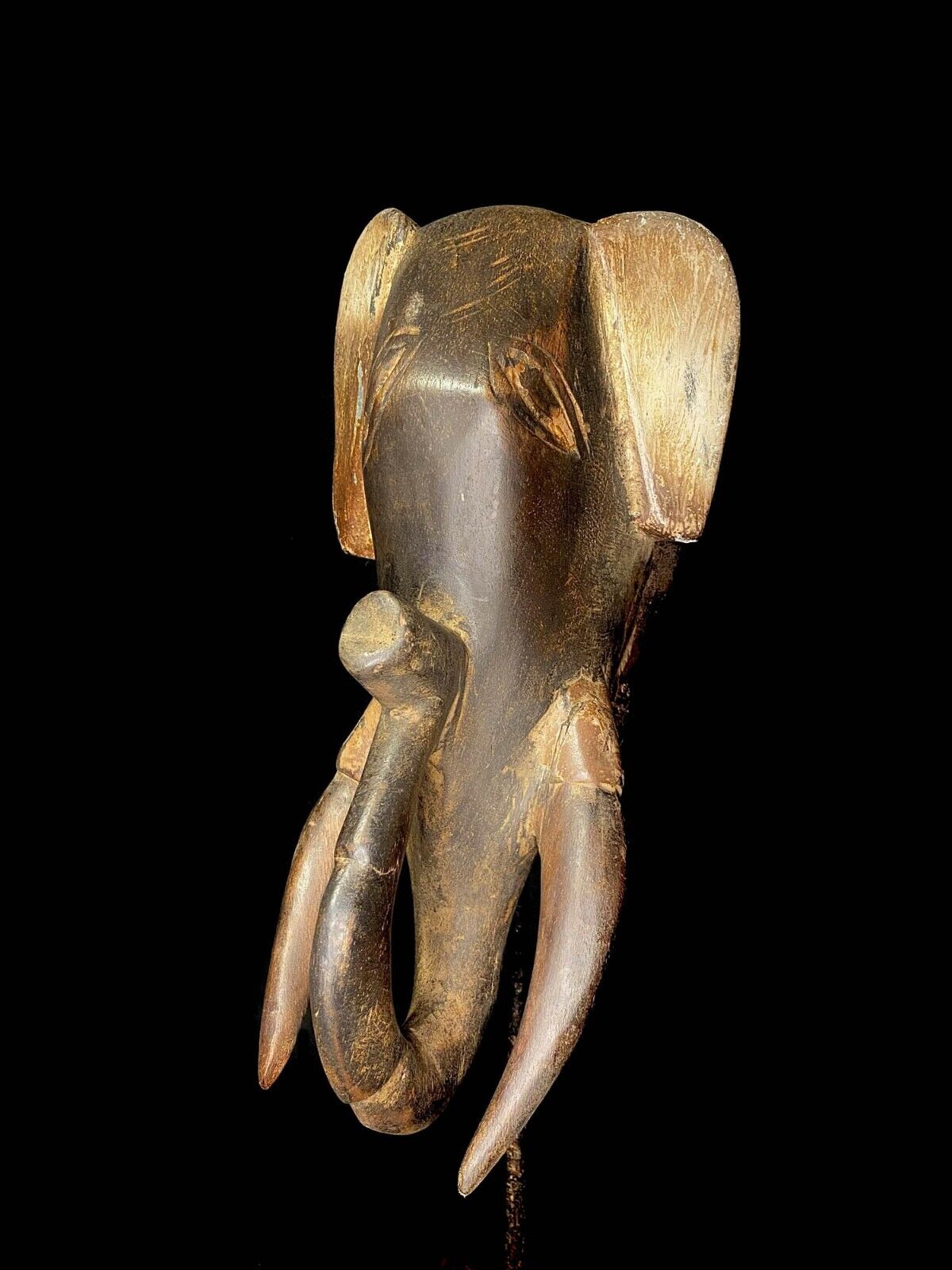 African Mask Hand Carved Ghanaian Elephant African Mask, 'elephant Wisdom'- 6584