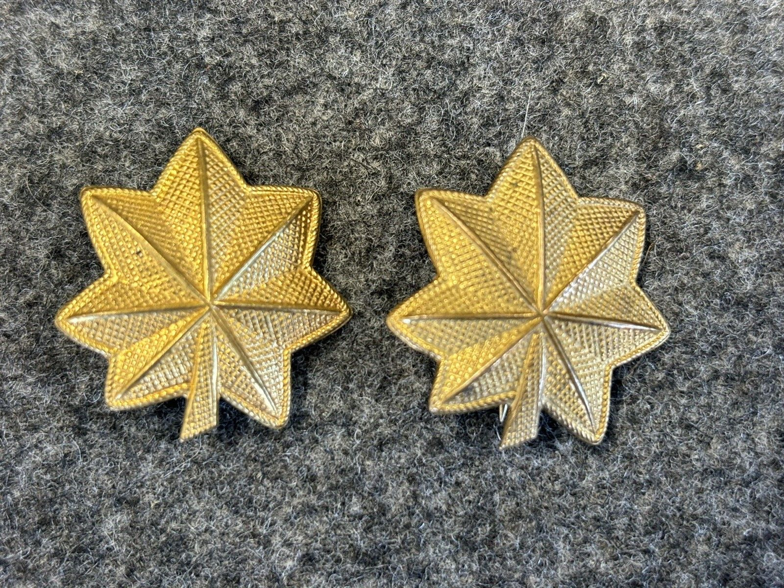 Original US Army WWII Major's Metal Rank Insignia, Pair, Maker Marked AMICO
