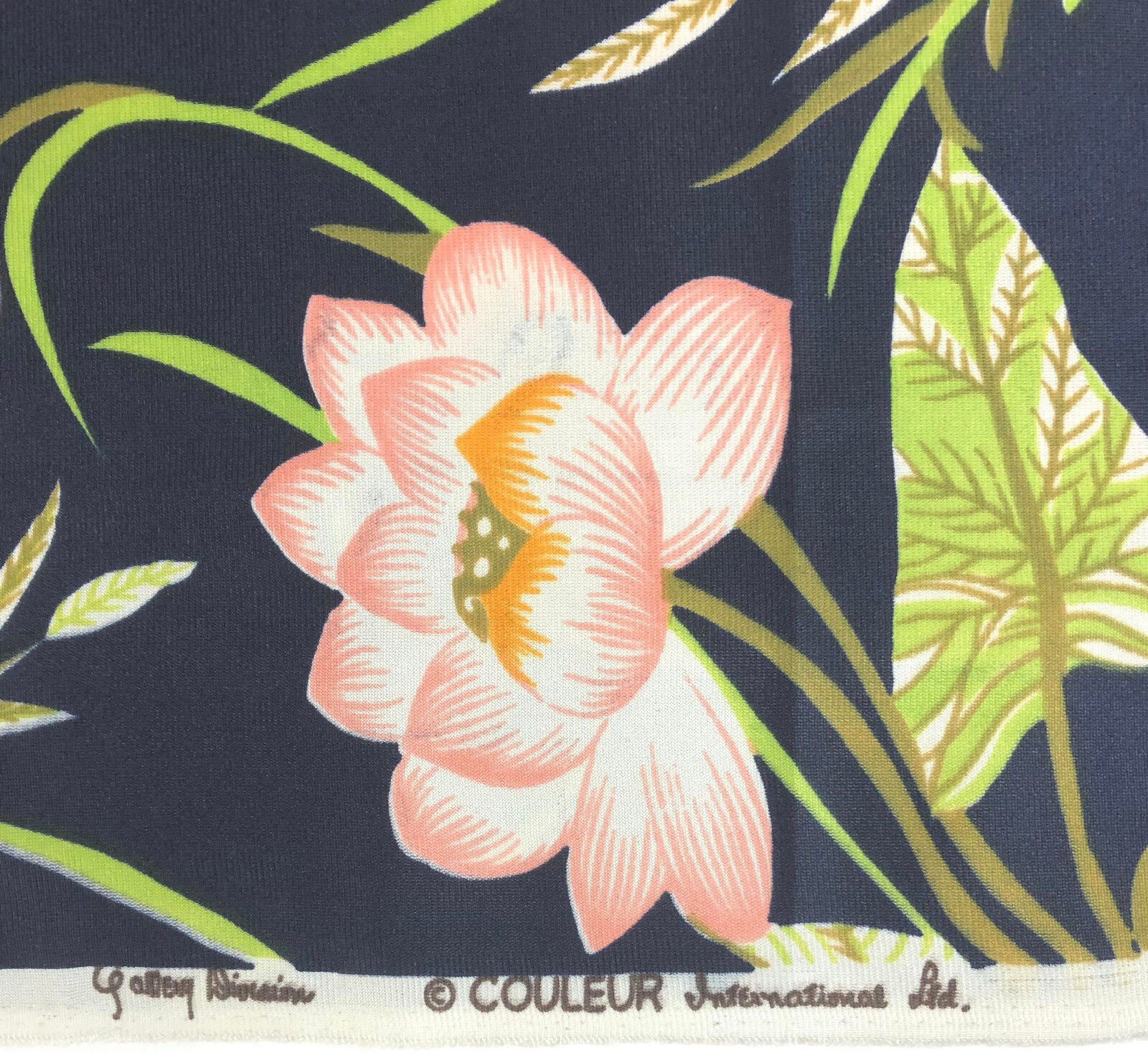 Vintage Floral Polyester Fabric Copyright Couleur International Ltd 44 W 47 L