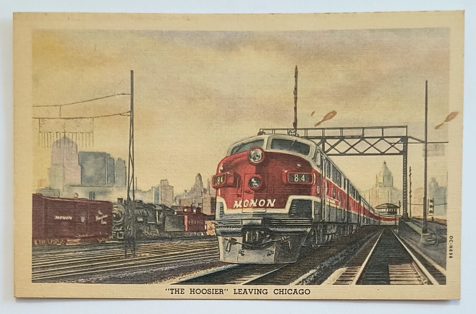 Chicago IL Illinois The Hoosier Train Leaving Chicago Vintage Postcard K1