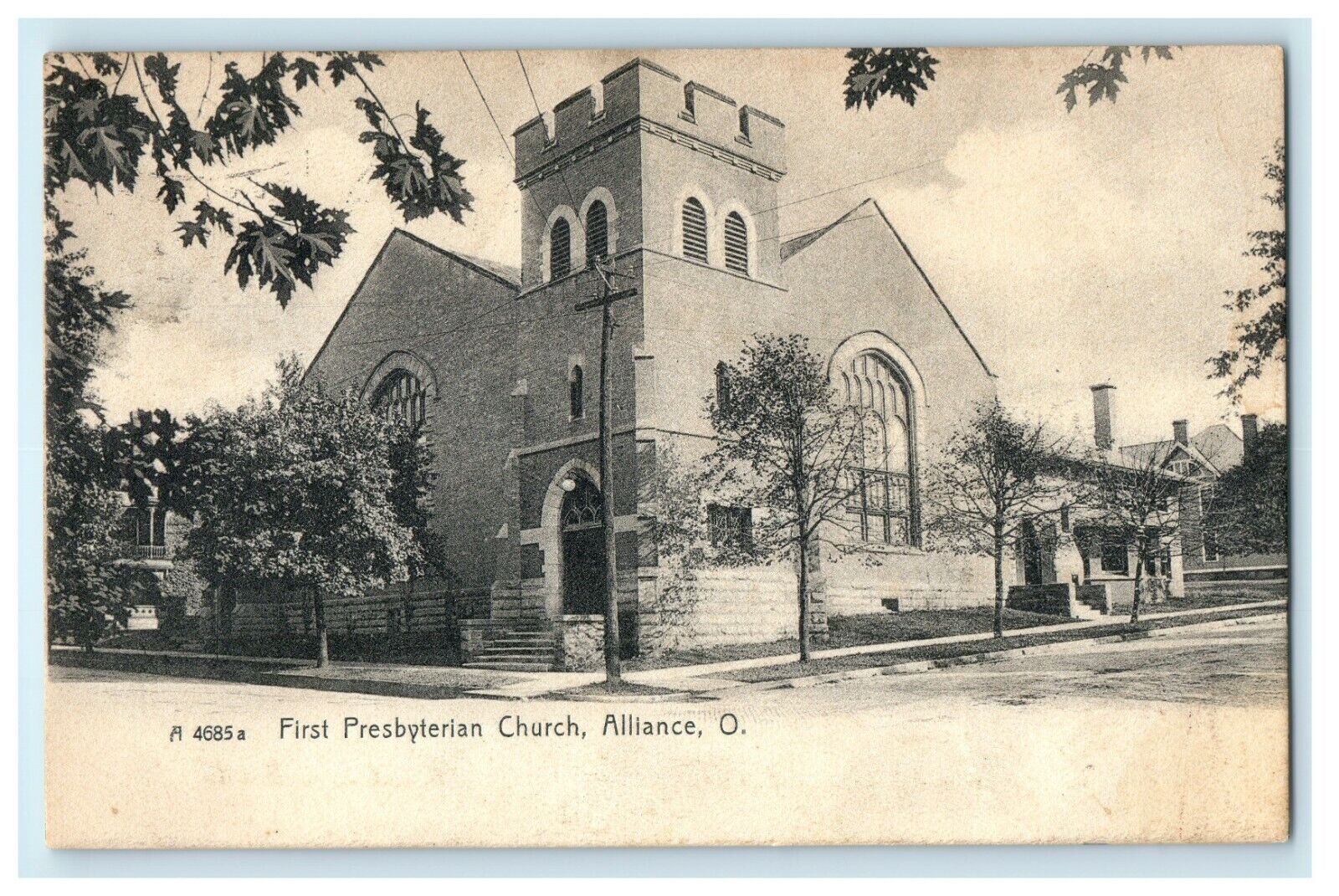 1906 First Presbyterian Church, Alliance Ohio OH, Rec\'D Postcard