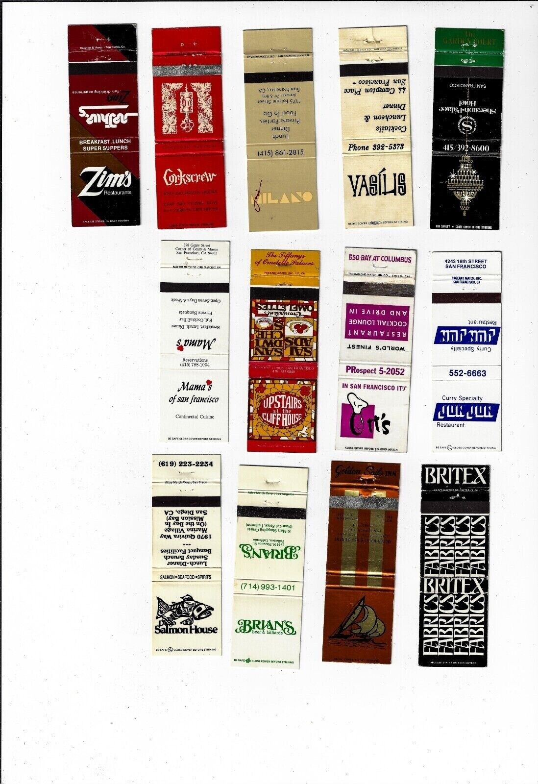 Less Than Perfect Lot 13 RS Matchbook covers Towns in California Motels Shops