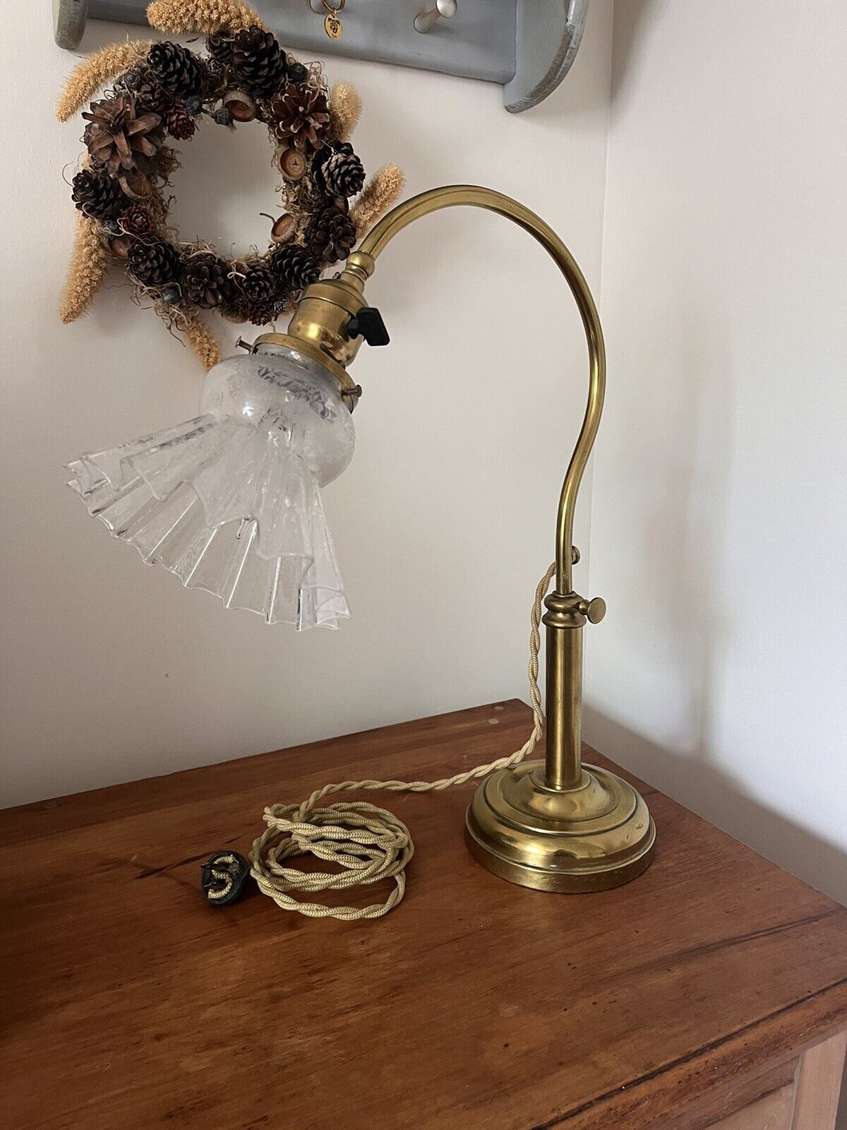 Antique Brass Lamp Weber Pat\'D 1909 Excellent Condition