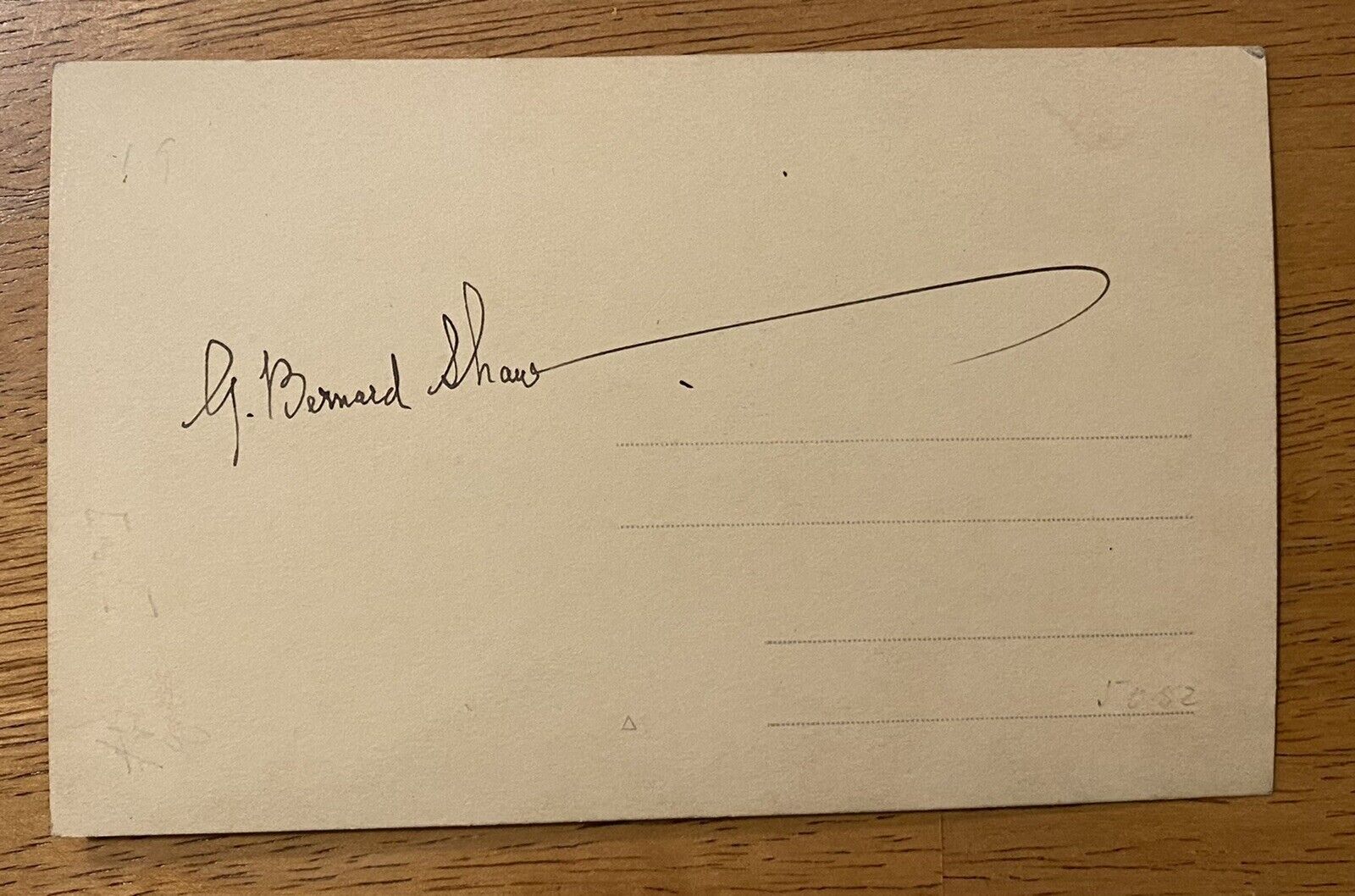 George Bernard Shaw Signed Autographed 3.5 x 5.5 Postcard Full JSA Letter Writer