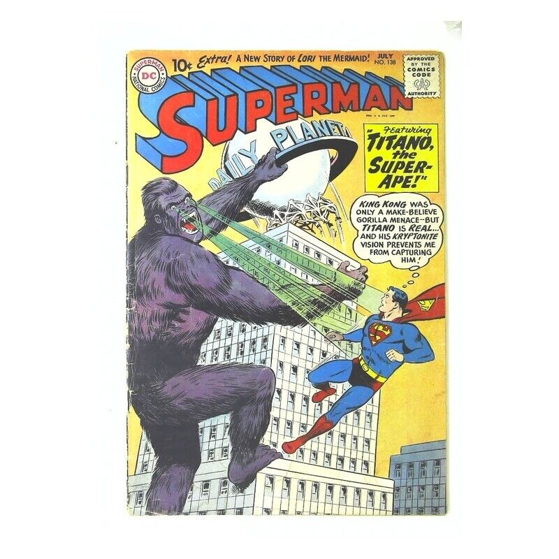 Superman #138  - 1939 series DC comics Fine / Free USA Shipping [p*