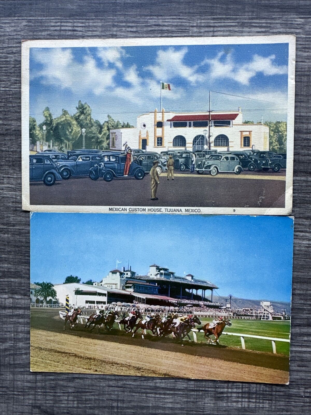 POSTCARD Vintage Tijuana Mexico - Racetrack - Mexico Custom House - Mixed lot of