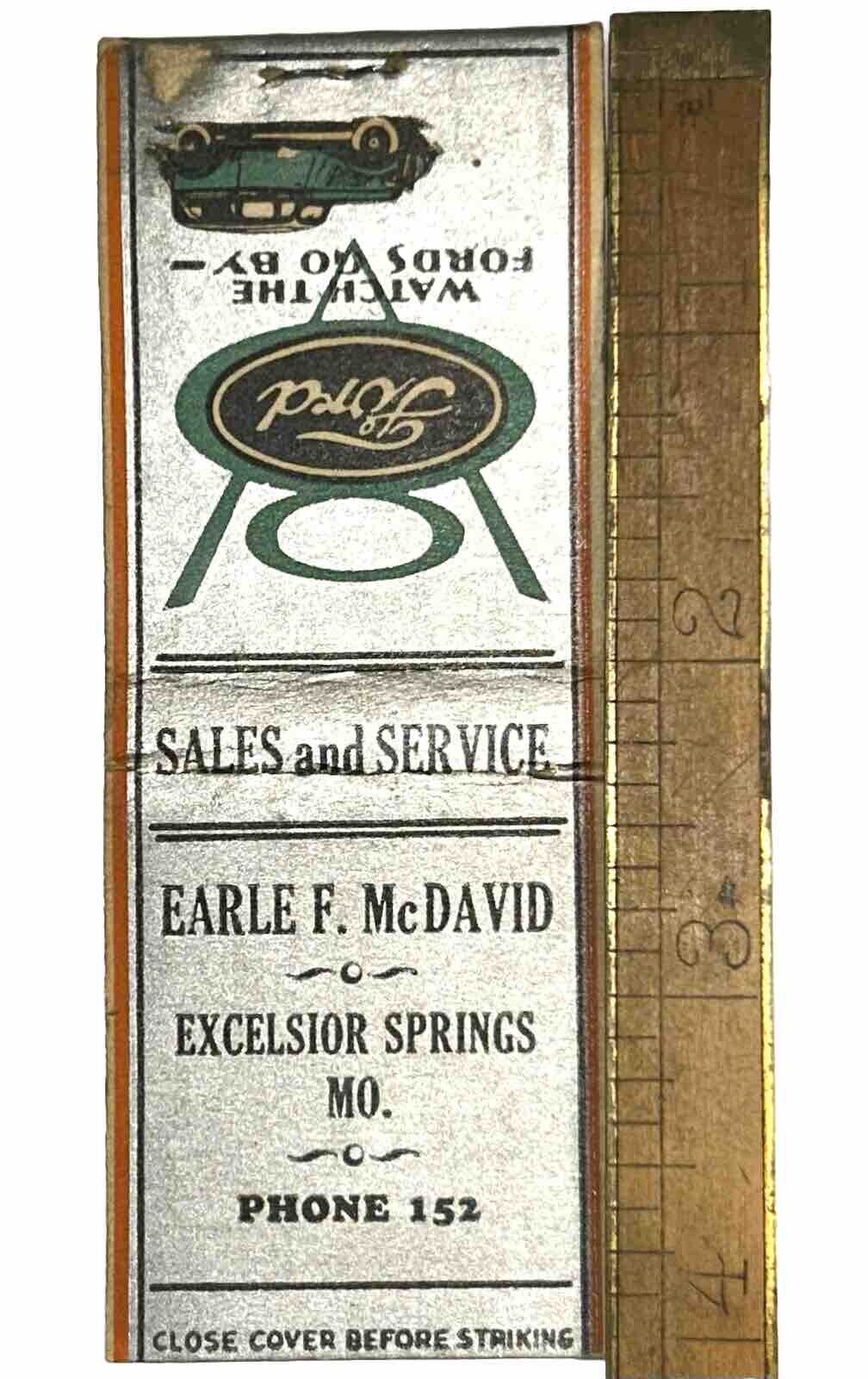 Rare Ford Motor Sales Service Station 1930s Matchbook Excelsior Springs MO USA 