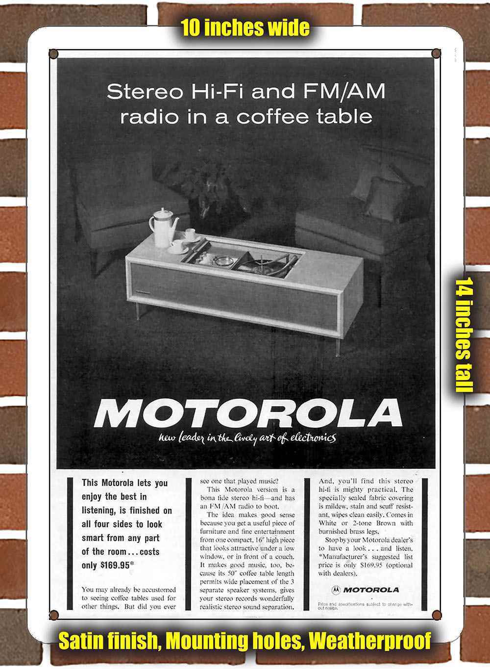 Metal Sign - 1963 Motorola Stereo Coffee Table- 10x14 inches