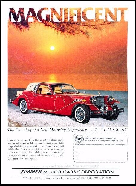 1980 1981 Zimmer Golden Spirit Red Vintage Advertisement Car Print Ad D126