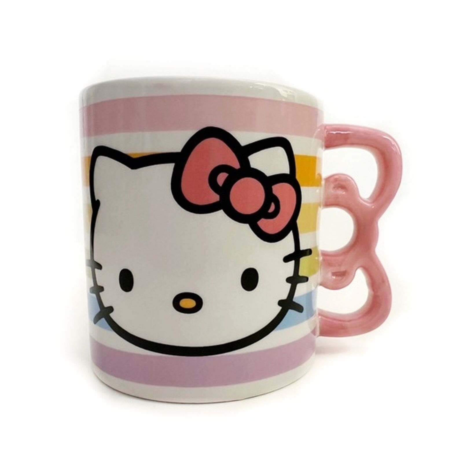 Sanrio Hello Kitty Pastel Rainbow Pink Hair Bow Coffee Tea Mug