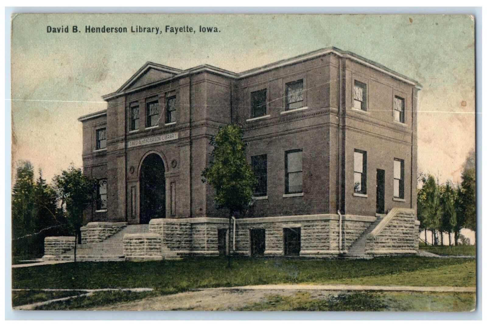 c1910's David B. Henderson Library Building Fayette Iowa IA Antique Postcard