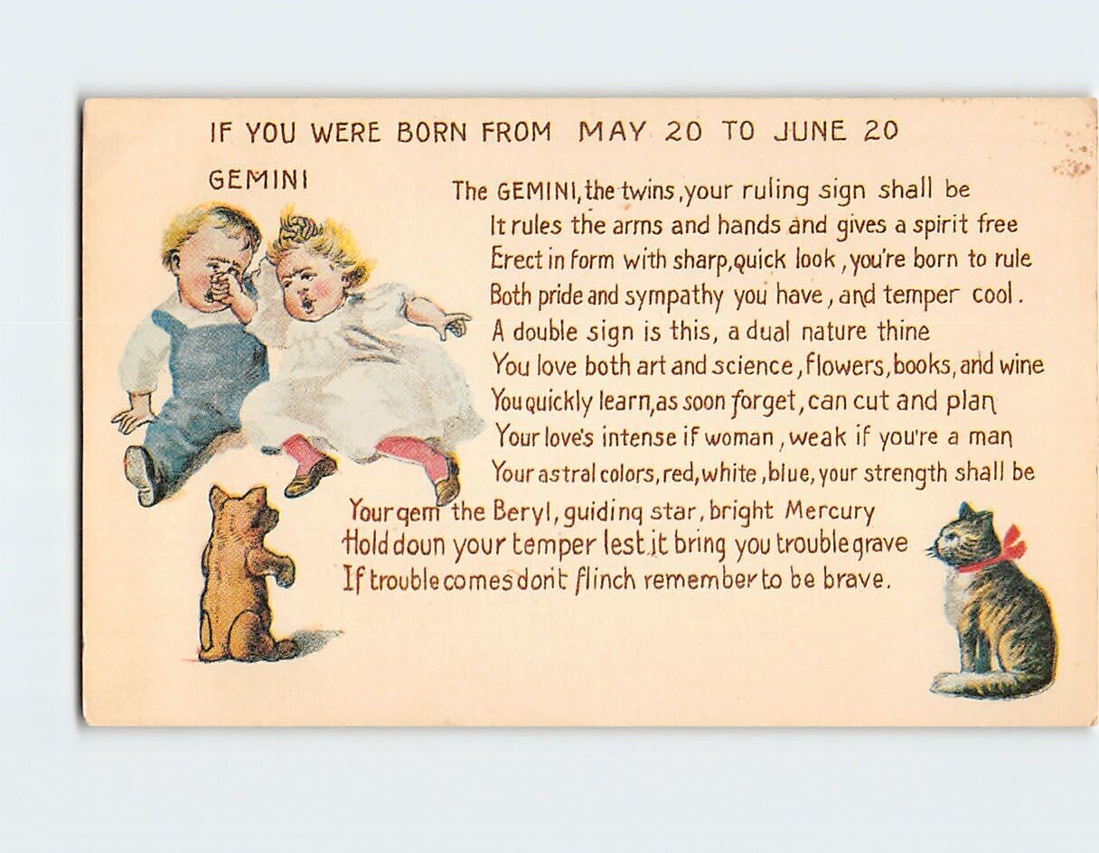 Postcard If You Were Born From May 20 To June 20 Gemini Art/Text Print