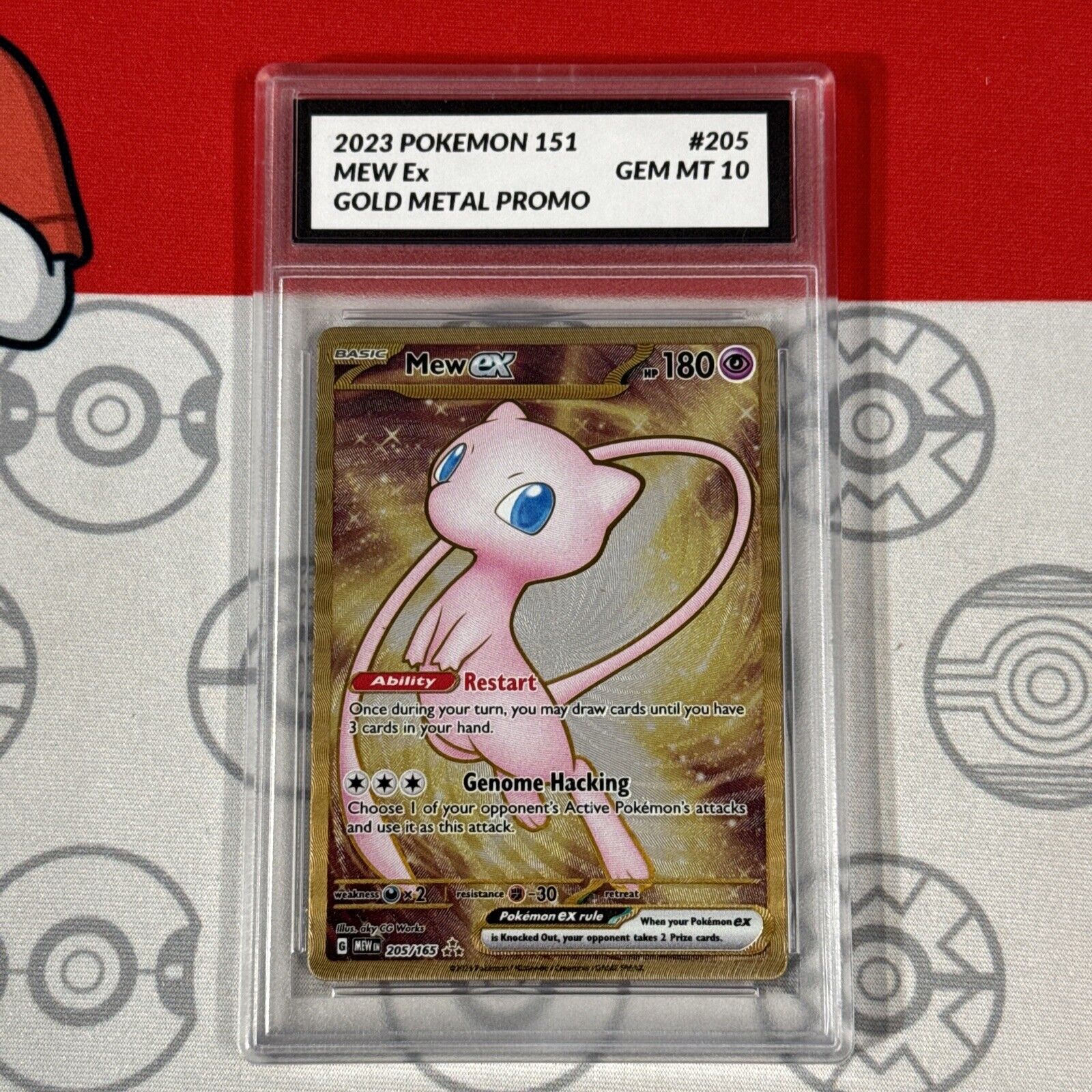 🏆 Collectors Grade 10 Pokemon 151 Mew EX #205/165 Gold Metal Ultra Graded Card