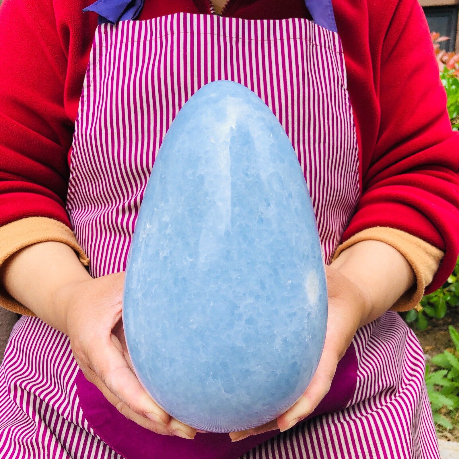 9.28LB  Large Natural Blue Celestite Egg Quartz Crystal Polished Egg Healing