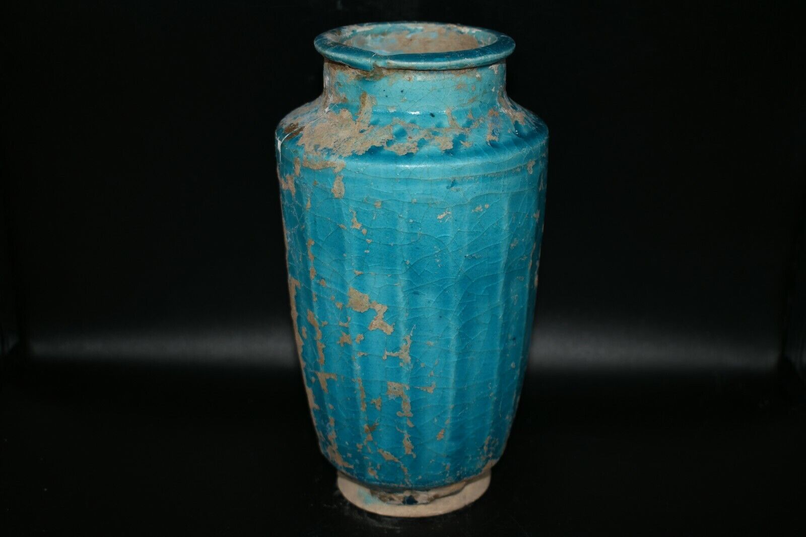 Authentic Ancient Islamic Pottery Turoqiuse Glazed Ceramic Jar C. 13th - 14th AD