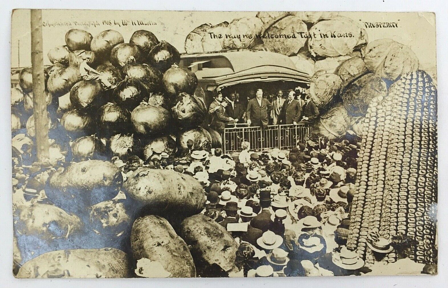 Antique W H Martin Postcard President Taft Visits Kansas 1908 Photomontage 
