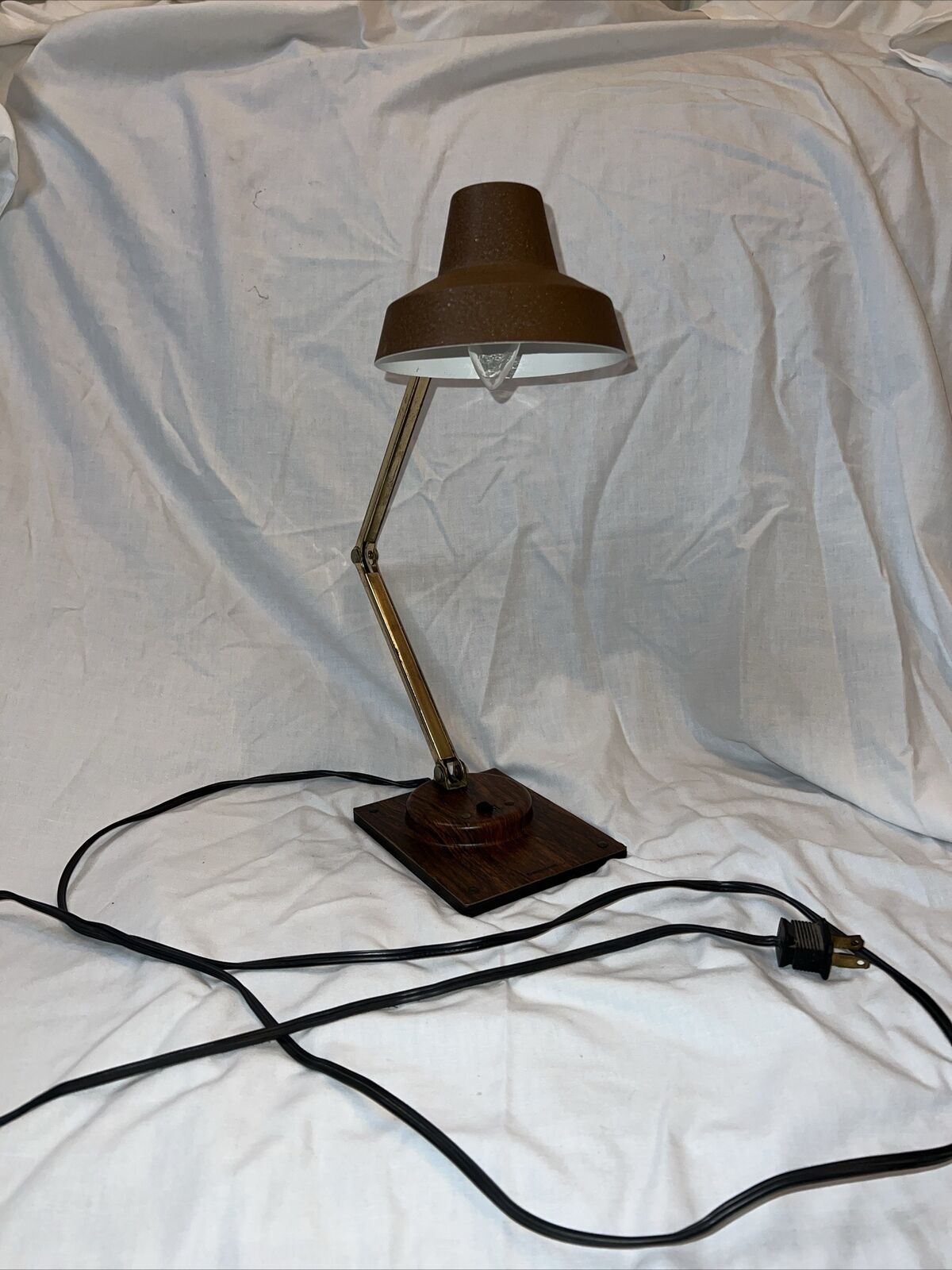 VINTAGE 1960s MCM TENSOR Model 400 Brown Adjustable Desk Lamp TESTED WORKS