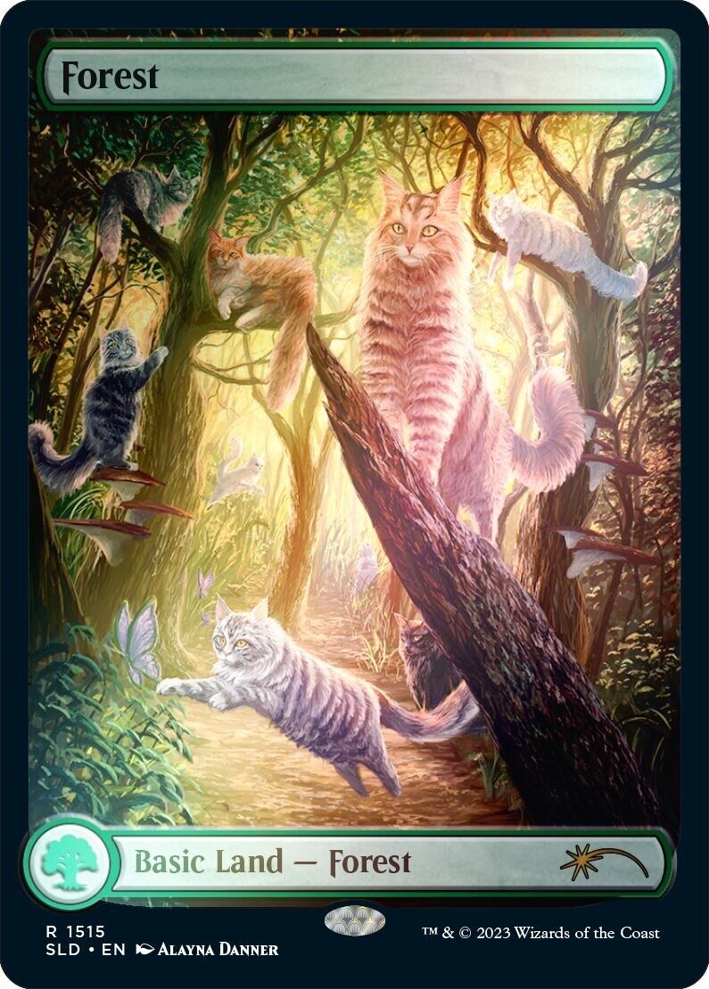Forest - Full Art FOIL - SLD 1515 Raining Cats and Dogs NM EN - MTG Magic