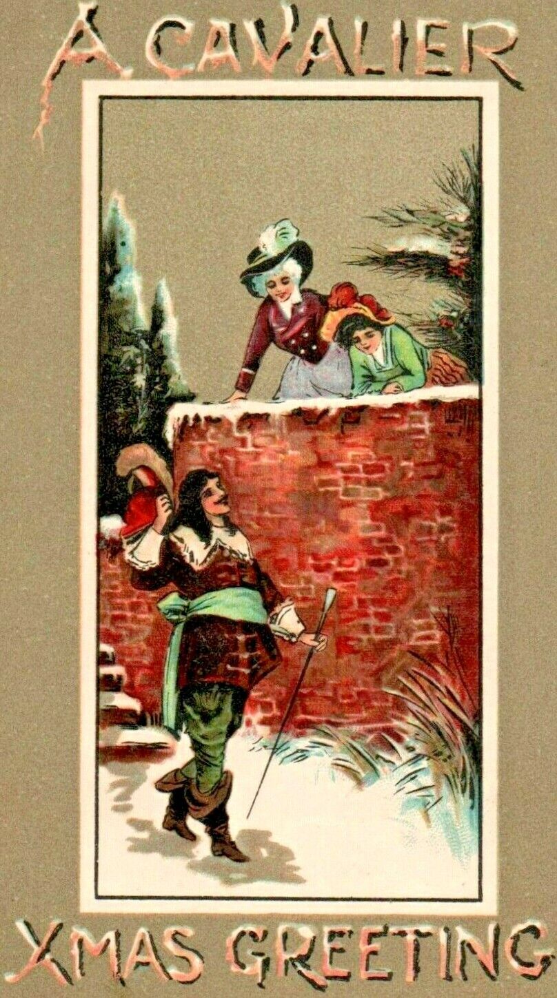 c.1910 Vintage Postcard Christmas Greeting Cavalier Chivalry unposted United Art