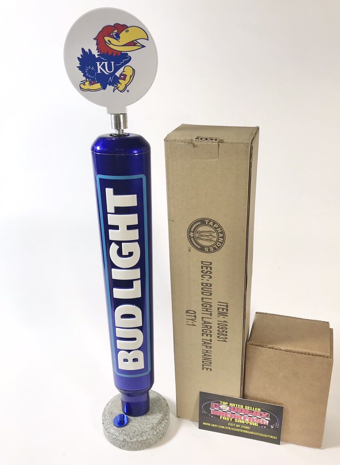 Bud Light Kansas Jayhawks NCAA Beer Tap Handle 16” Tall - Brand New In Box